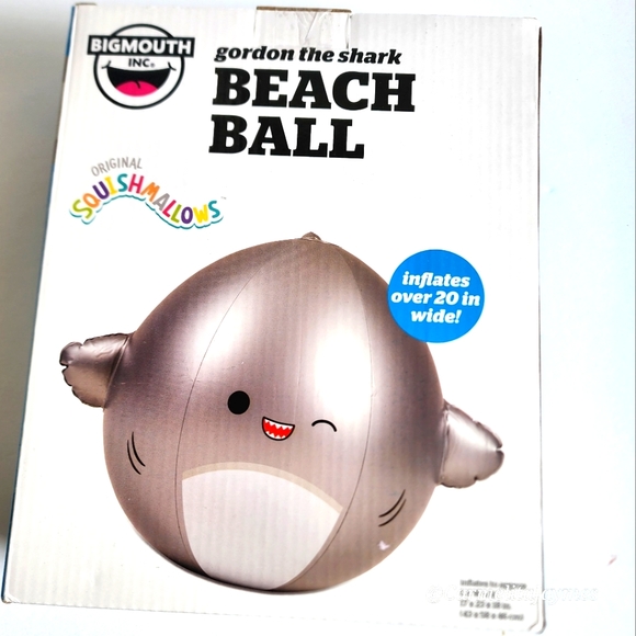 GORDON 🦈 20 inch Squishmallow Inflatable Shark Beach Ball X BigMouth BNIB - Picture 1 of 8